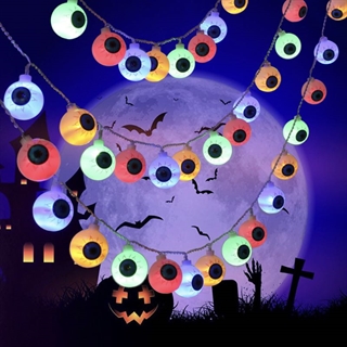 Halloween lyskæde med øjeæbler og farverigt lys